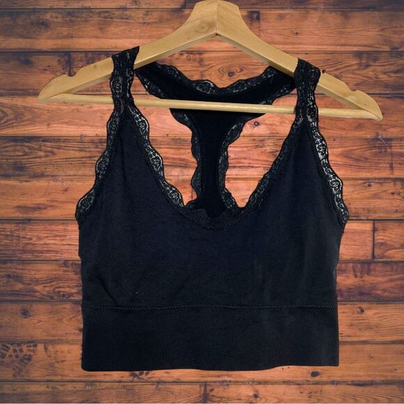 BP. Born Primitive Black Razor Back Lace Trim Sports Bra XL - Picture 2 of 8